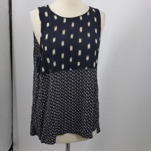 Madewell navy/white print sleeveless top-sz L